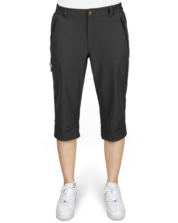 Women's UPF 50+ Button-Waist 17" Capri Golf Pants with 4 Pockets